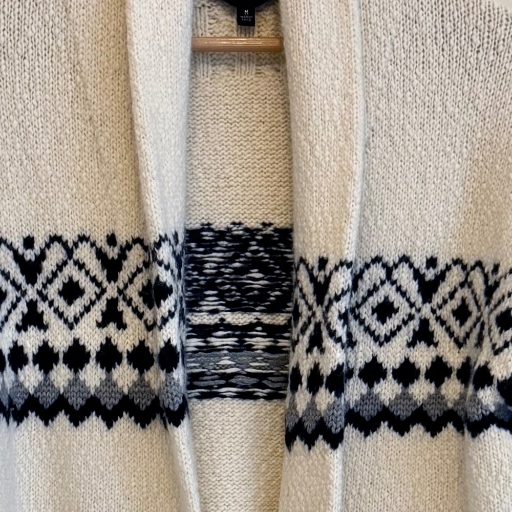 Nili Lotan Fair Isle Nordic Knit Open Cardigan Sweater Alpaca Wool Blend Size M - Picture 2 of 10